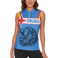Aruba Women Sleeveless Polo Shirt National Emblem Featuring the Lion Symbol - Majestic Design