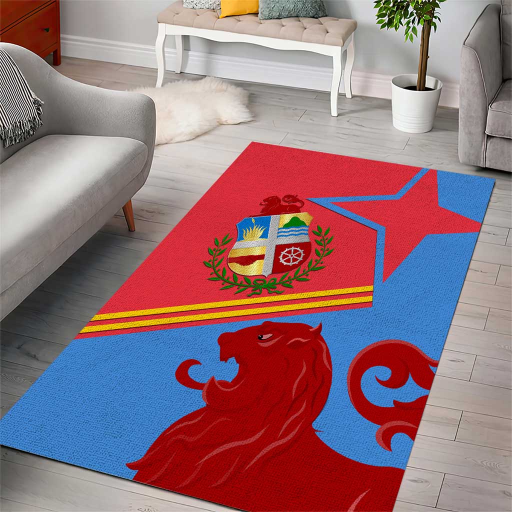 Aruba Flag Area Rug Elements Merged with Country's Shape – Unique National Design