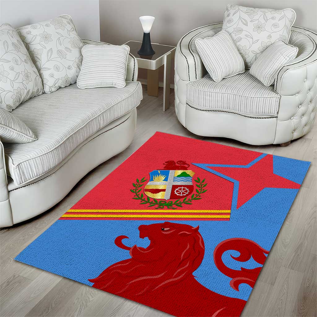 Aruba Flag Area Rug Elements Merged with Country's Shape – Unique National Design
