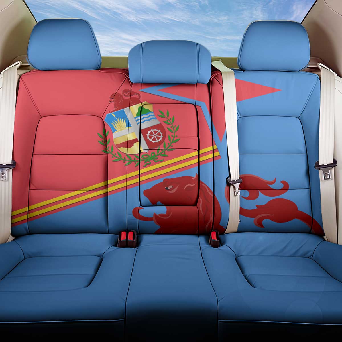 Aruba Flag Back Car Seat Cover Elements Merged with Country's Shape – Unique National Design