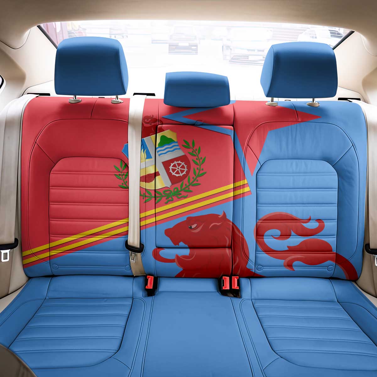Aruba Flag Back Car Seat Cover Elements Merged with Country's Shape – Unique National Design
