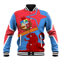 Aruba Flag Baseball Jacket Elements Merged with Country's Shape – Unique National Design