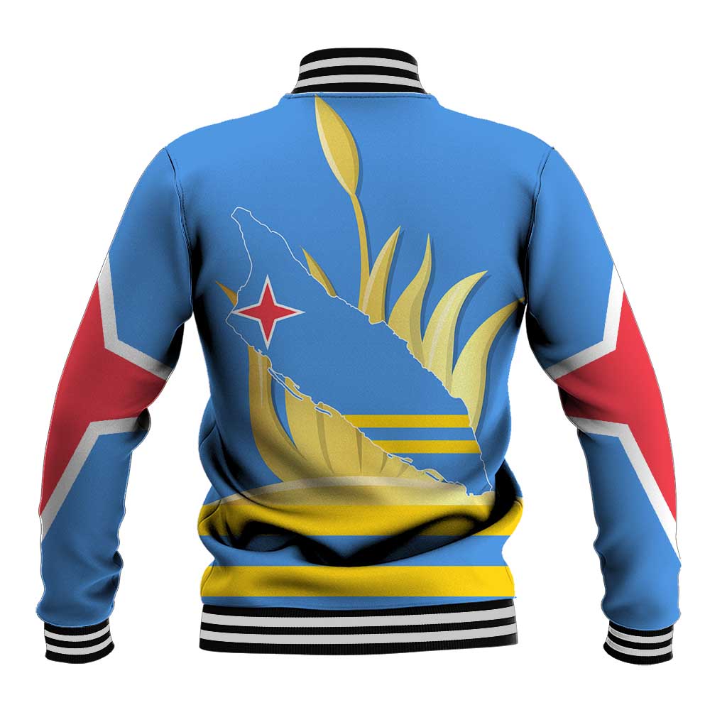 Aruba Flag Baseball Jacket Elements Merged with Country's Shape – Unique National Design