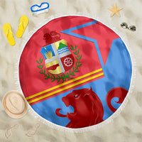 Aruba Flag Beach Blanket Elements Merged with Country's Shape – Unique National Design