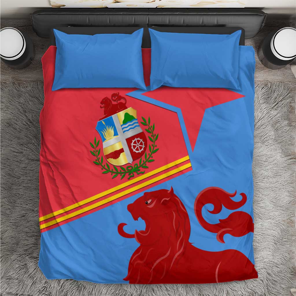 Aruba Flag Bedding Set Elements Merged with Country's Shape – Unique National Design
