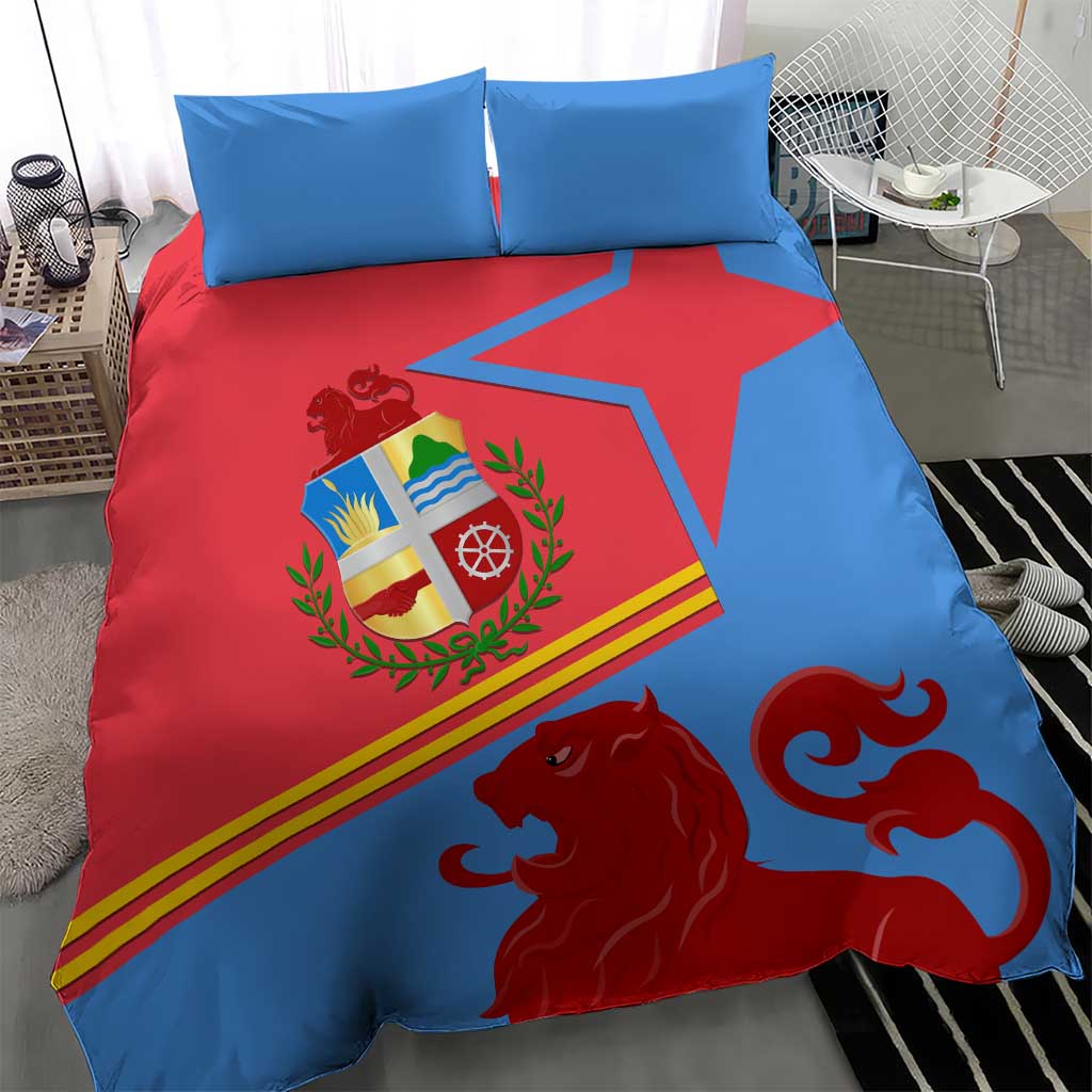 Aruba Flag Bedding Set Elements Merged with Country's Shape – Unique National Design