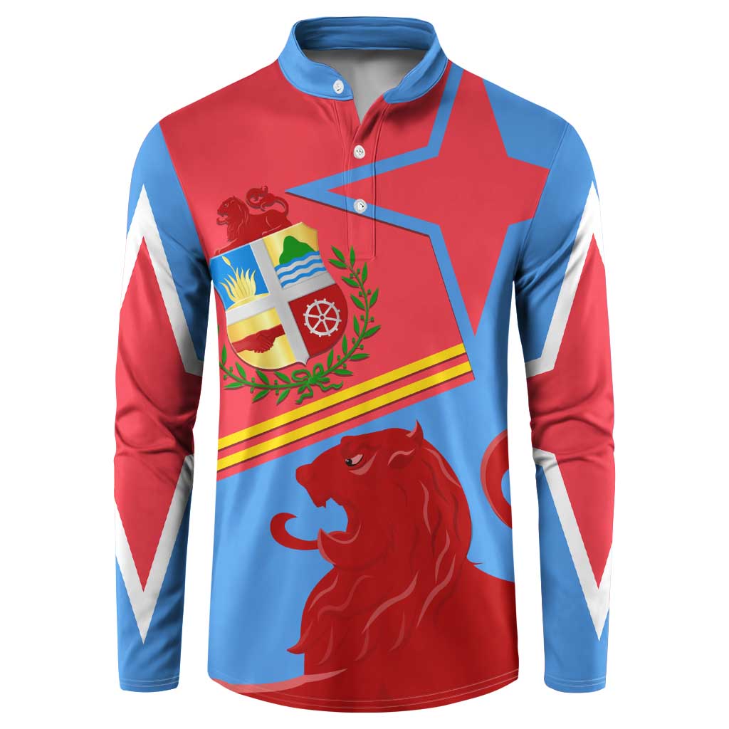 Aruba Flag Button Sweatshirt Elements Merged with Country's Shape – Unique National Design