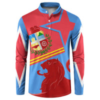 Aruba Flag Button Sweatshirt Elements Merged with Country's Shape – Unique National Design