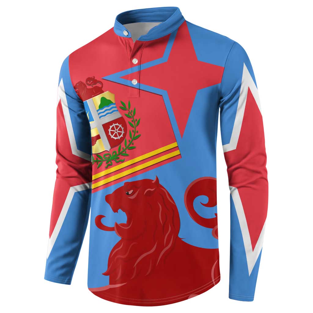 Aruba Flag Button Sweatshirt Elements Merged with Country's Shape – Unique National Design