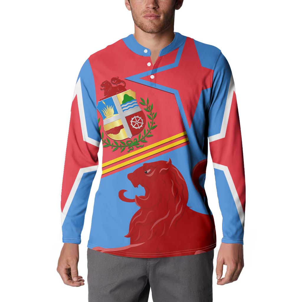 Aruba Flag Button Sweatshirt Elements Merged with Country's Shape – Unique National Design