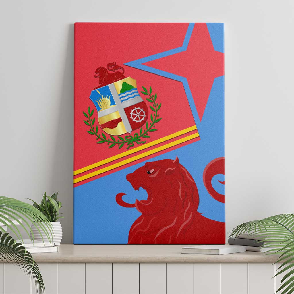 Aruba Flag Canvas Wall Art Elements Merged with Country's Shape – Unique National Design