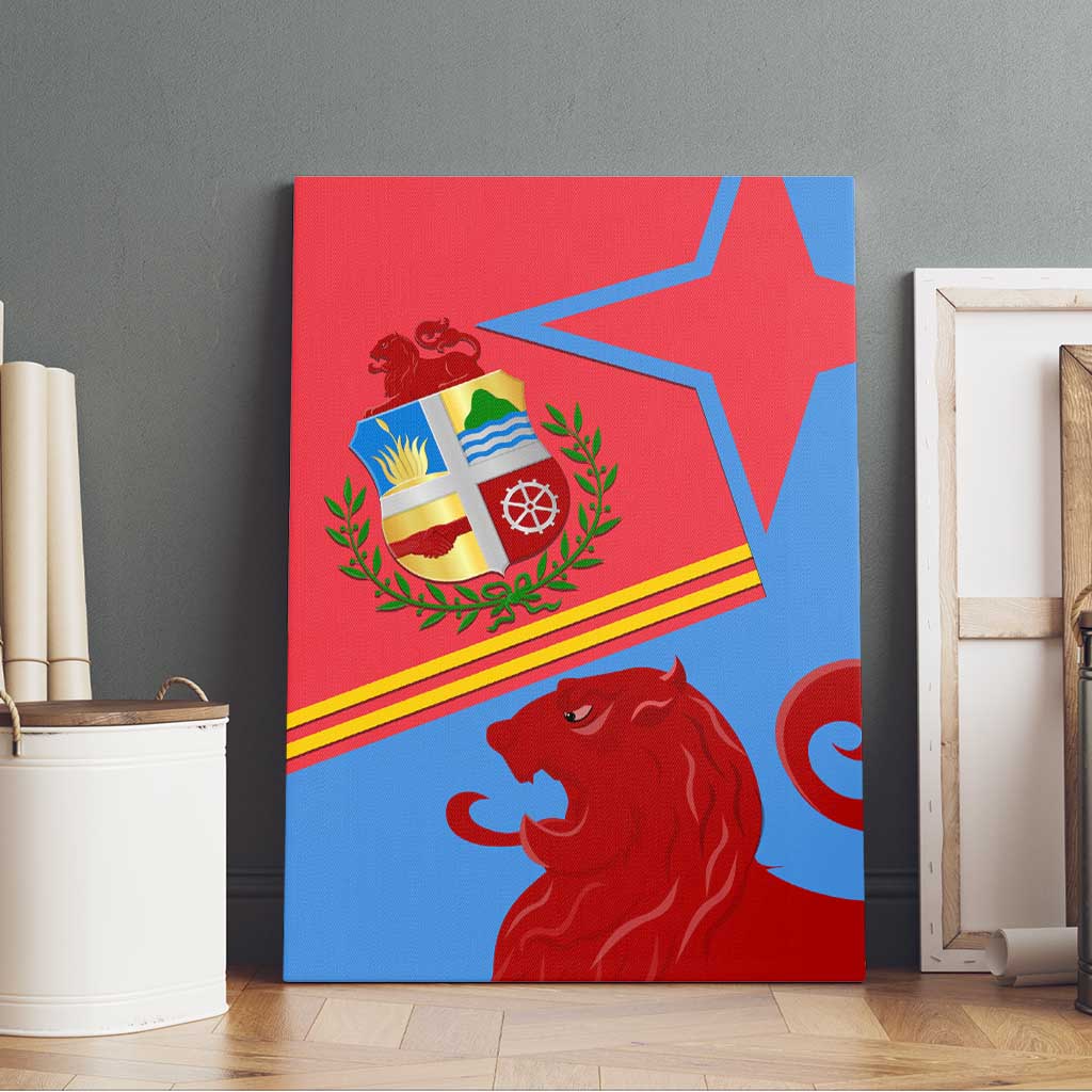 Aruba Flag Canvas Wall Art Elements Merged with Country's Shape – Unique National Design