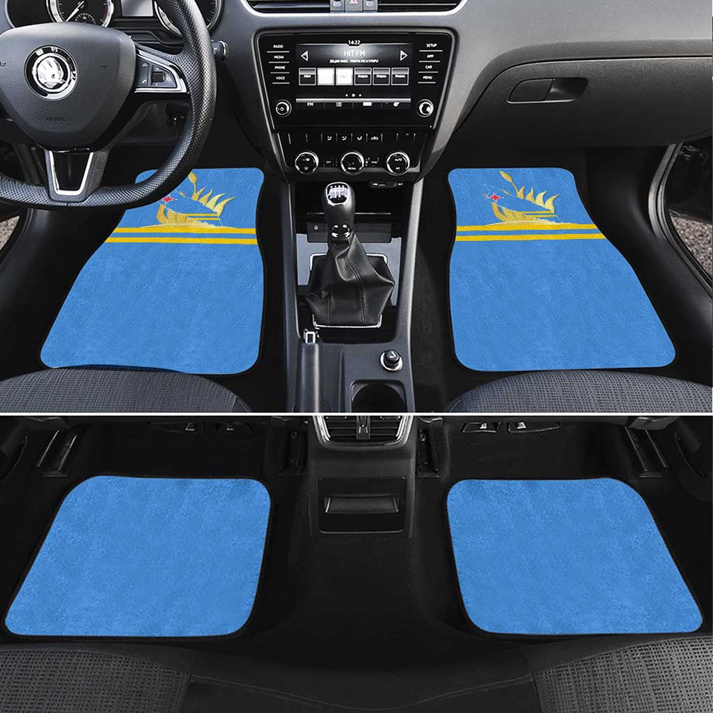 Aruba Flag Car Mats Elements Merged with Country's Shape – Unique National Design