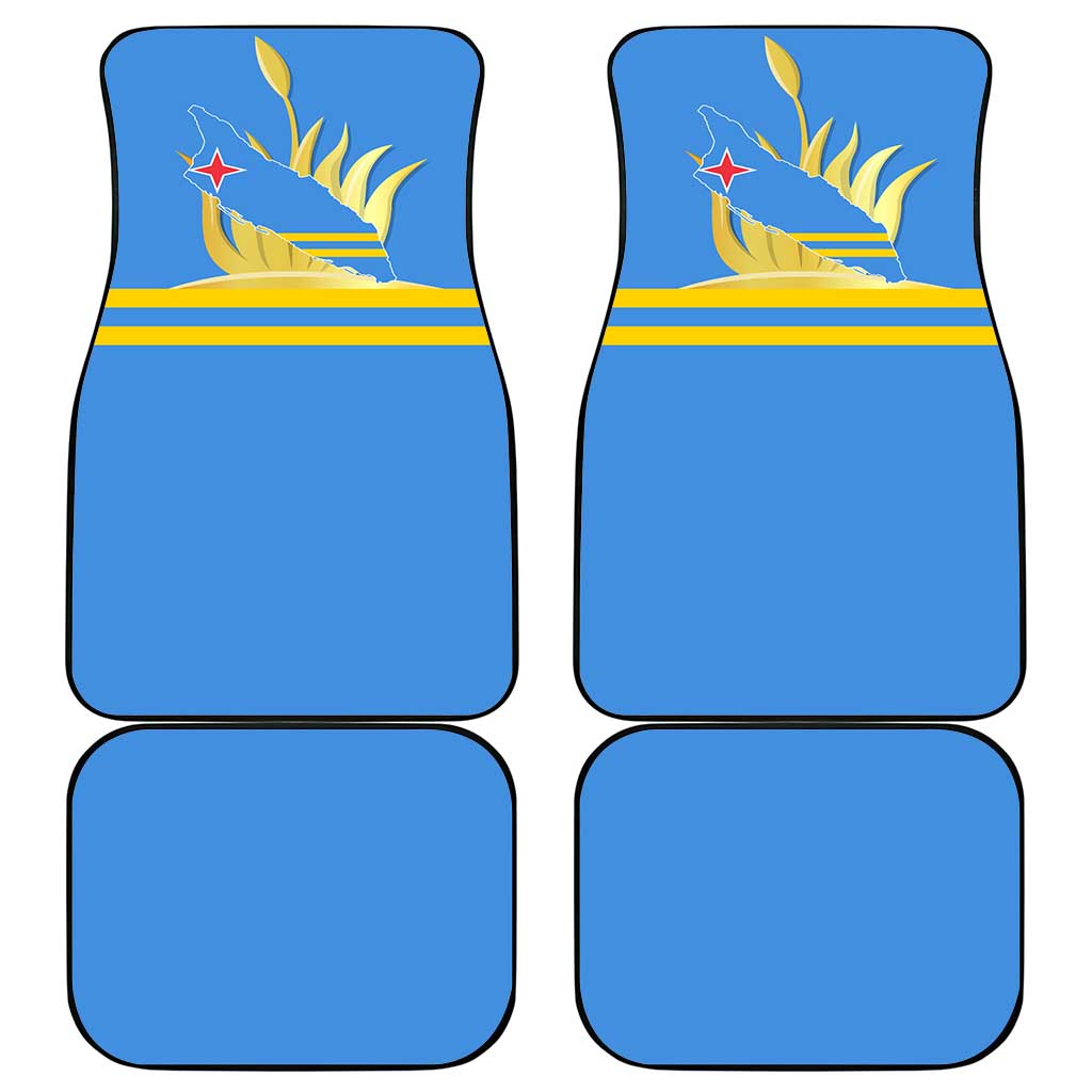 Aruba Flag Car Mats Elements Merged with Country's Shape – Unique National Design