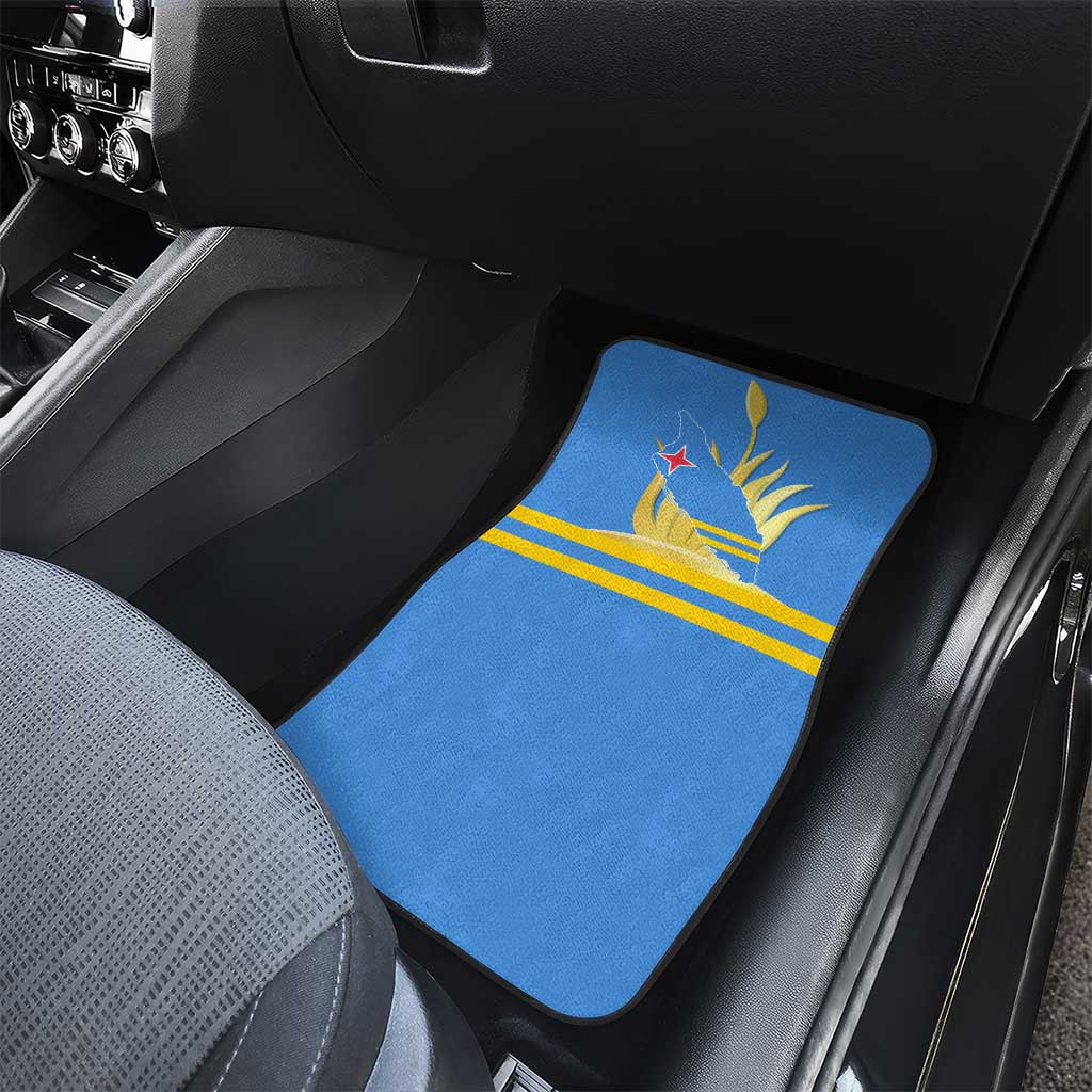 Aruba Flag Car Mats Elements Merged with Country's Shape – Unique National Design