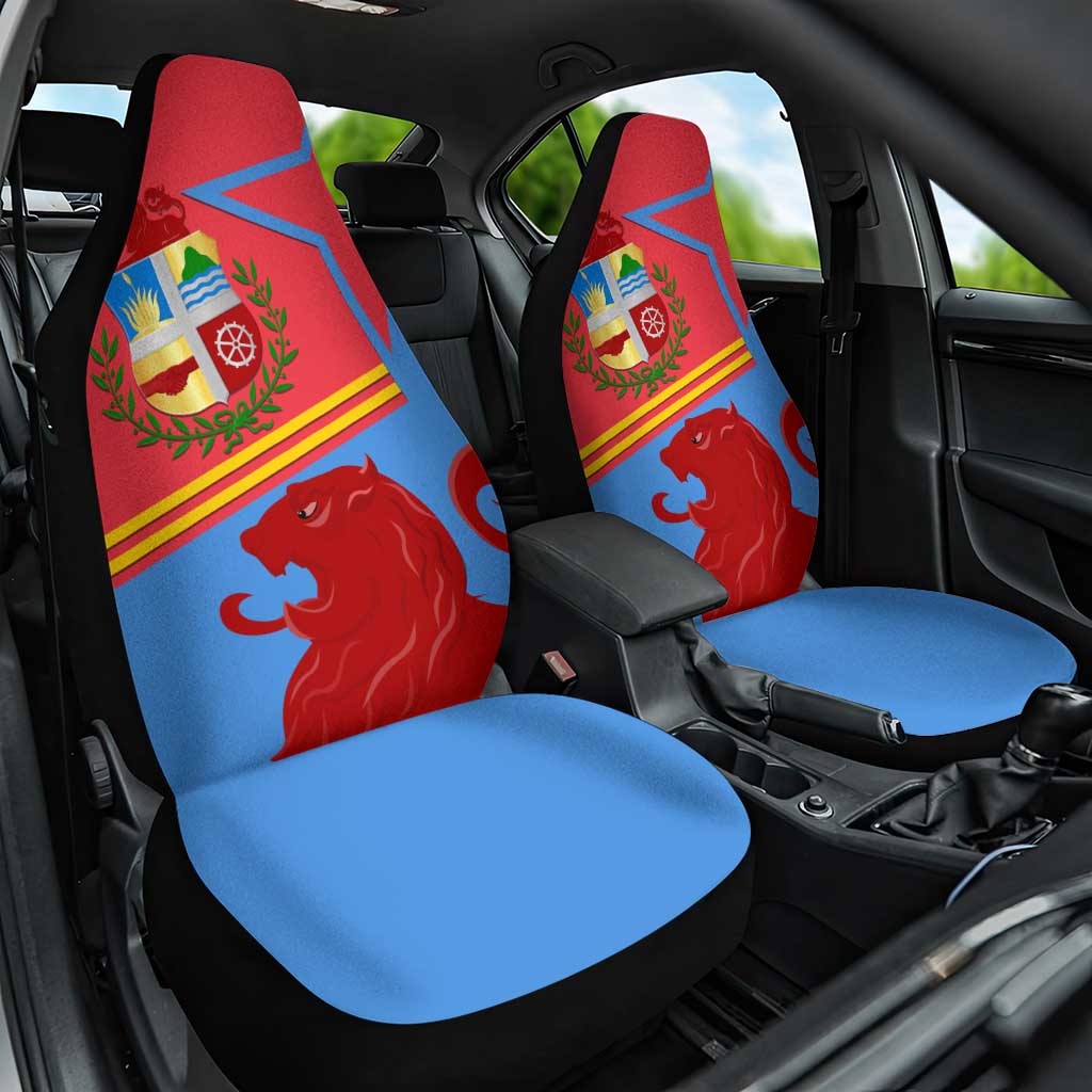 Aruba Flag Car Seat Cover Elements Merged with Country's Shape – Unique National Design