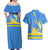 Aruba Flag Couples Matching Off Shoulder Maxi Dress and Hawaiian Shirt Elements Merged with Country's Shape – Unique National Design