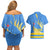 Aruba Flag Couples Matching Off Shoulder Short Dress and Hawaiian Shirt Elements Merged with Country's Shape – Unique National Design