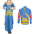 Aruba Flag Couples Matching Summer Maxi Dress and Long Sleeve Button Shirt Elements Merged with Country's Shape – Unique National Design