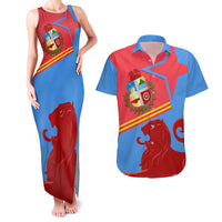 Aruba Flag Couples Matching Tank Maxi Dress and Hawaiian Shirt Elements Merged with Country's Shape – Unique National Design