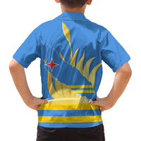Aruba Flag Family Matching Long Sleeve Bodycon Dress and Hawaiian Shirt Elements Merged with Country's Shape – Unique National Design