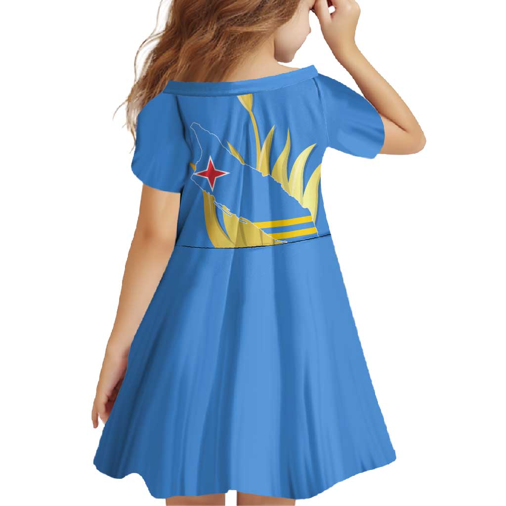 Aruba Flag Family Matching Mermaid Dress and Hawaiian Shirt Elements Merged with Country's Shape – Unique National Design
