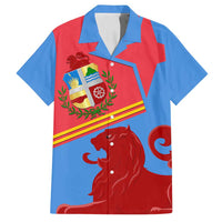 Aruba Flag Family Matching Off Shoulder Short Dress and Hawaiian Shirt Elements Merged with Country's Shape – Unique National Design