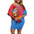 Aruba Flag Family Matching Off Shoulder Short Dress and Hawaiian Shirt Elements Merged with Country's Shape – Unique National Design