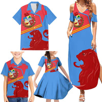 Aruba Flag Family Matching Summer Maxi Dress and Hawaiian Shirt Elements Merged with Country's Shape – Unique National Design