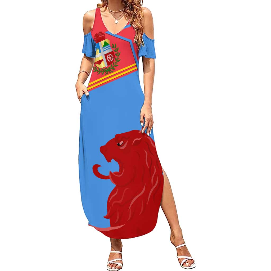 Aruba Flag Family Matching Summer Maxi Dress and Hawaiian Shirt Elements Merged with Country's Shape – Unique National Design