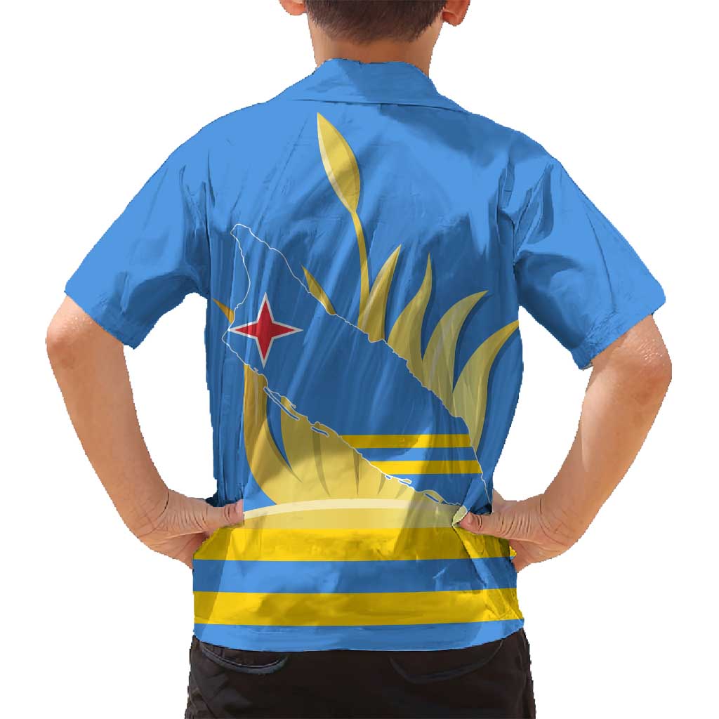 Aruba Flag Family Matching Tank Maxi Dress and Hawaiian Shirt Elements Merged with Country's Shape – Unique National Design