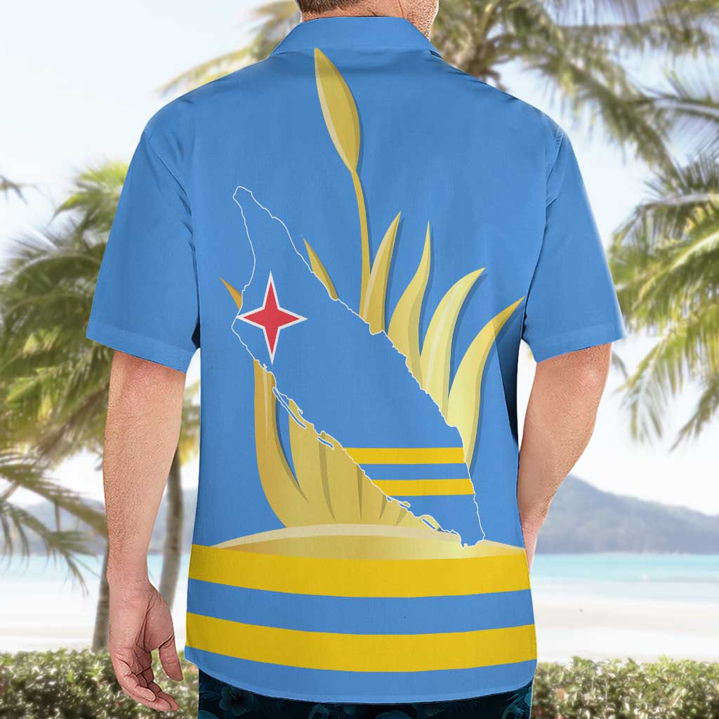 Aruba Flag Hawaiian Shirt Elements Merged with Country's Shape – Unique National Design
