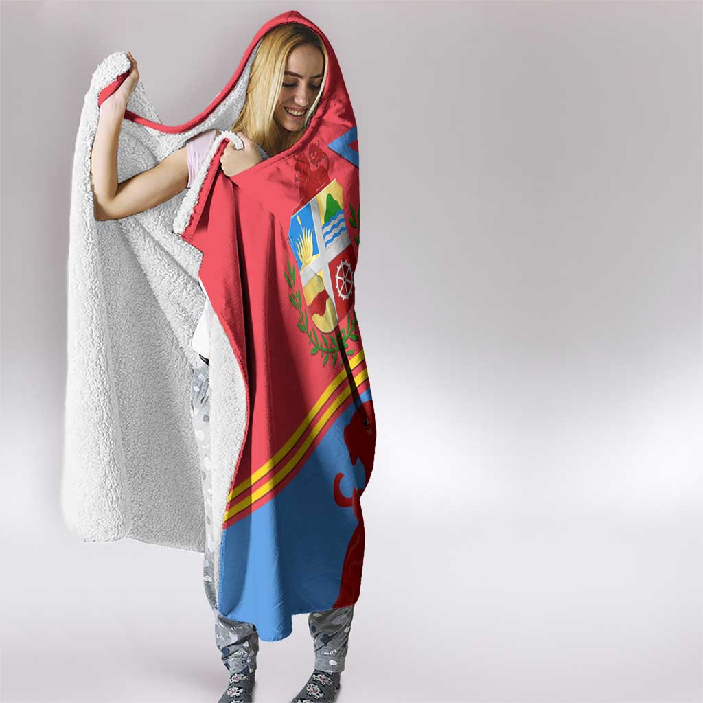 Aruba Flag Hooded Blanket Elements Merged with Country's Shape – Unique National Design