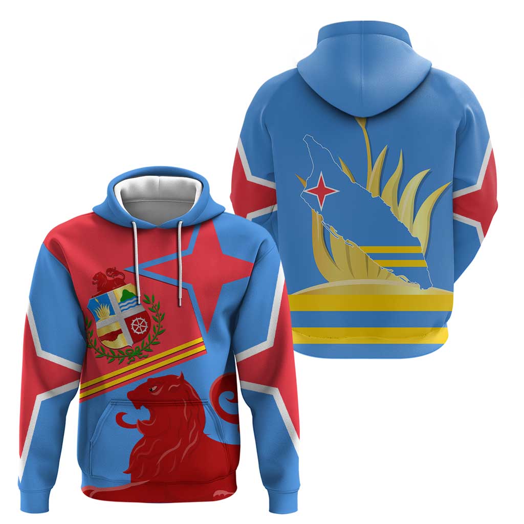 Aruba Flag Hoodie Elements Merged with Country's Shape – Unique National Design