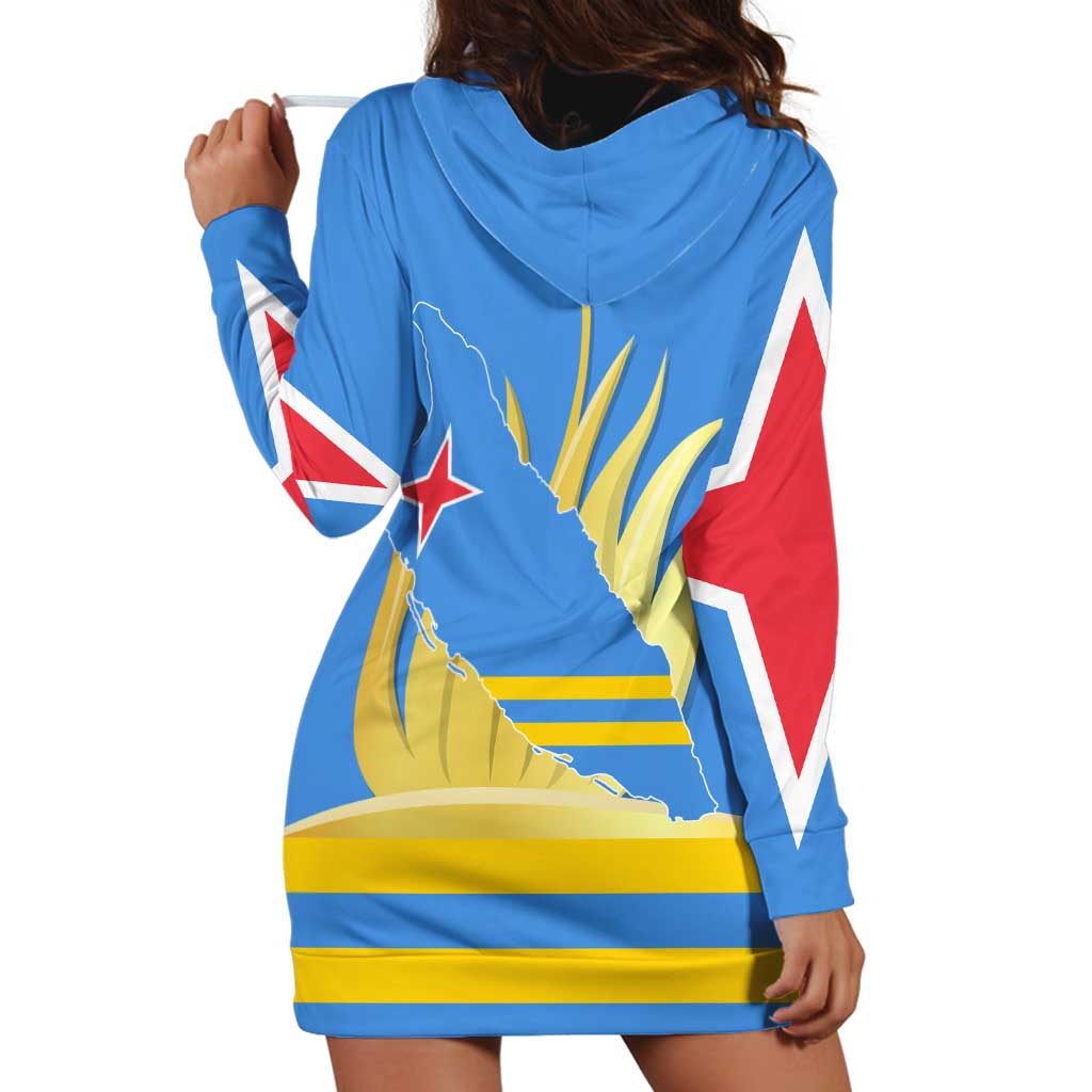 Aruba Flag Hoodie Dress Elements Merged with Country's Shape – Unique National Design