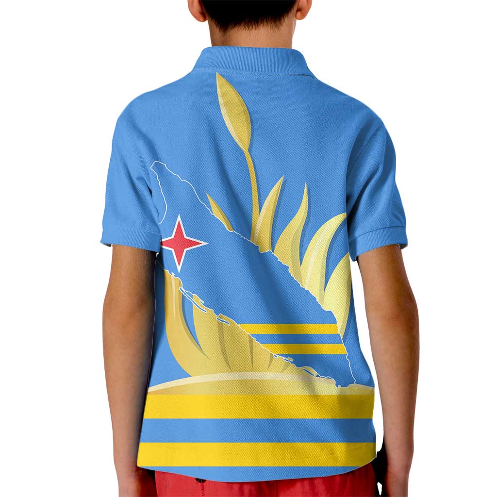 Aruba Flag Kid Polo Shirt Elements Merged with Country's Shape – Unique National Design