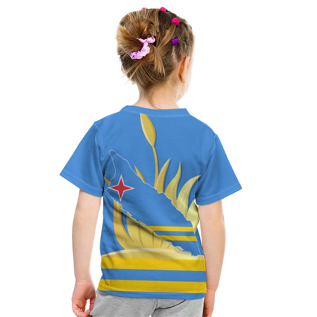 Aruba Flag Kid T Shirt Elements Merged with Country's Shape – Unique National Design