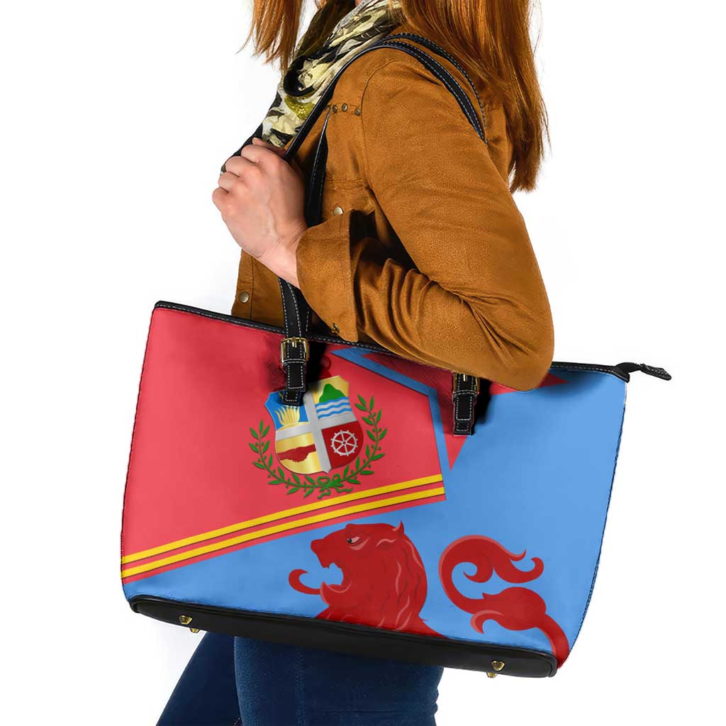 Aruba Flag Leather Tote Bag Elements Merged with Country's Shape – Unique National Design