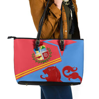 Aruba Flag Leather Tote Bag Elements Merged with Country's Shape – Unique National Design