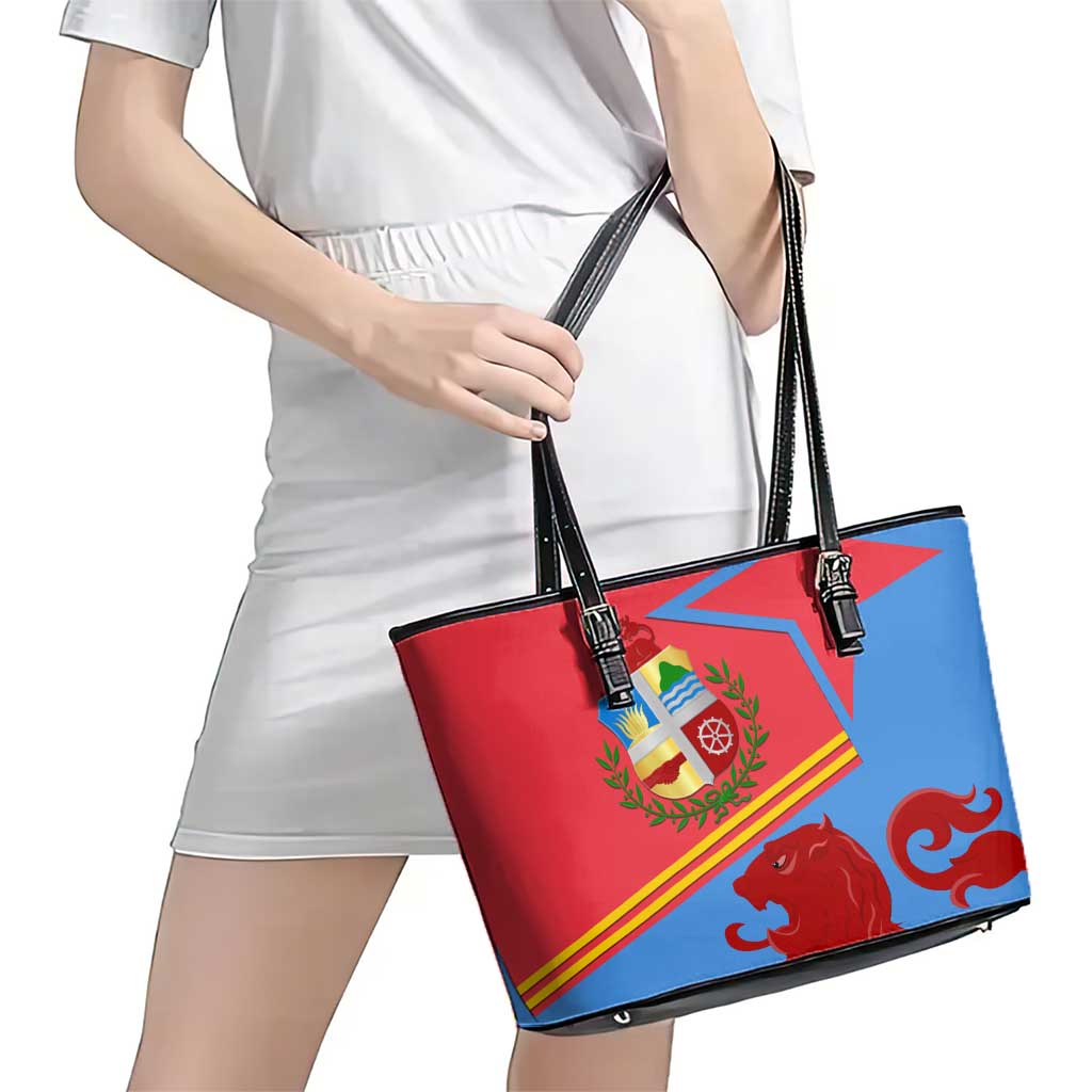 Aruba Flag Leather Tote Bag Elements Merged with Country's Shape – Unique National Design