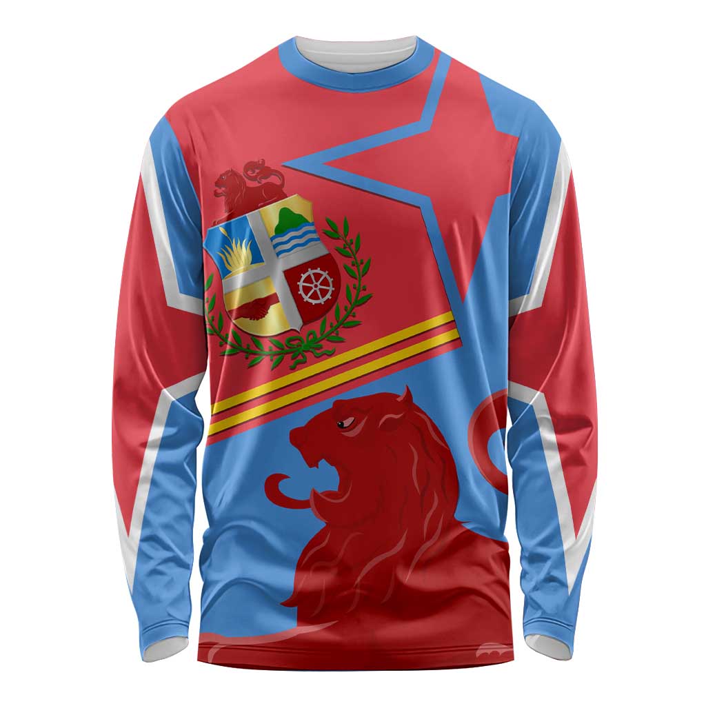 Aruba Flag Long Sleeve Shirt Elements Merged with Country's Shape – Unique National Design