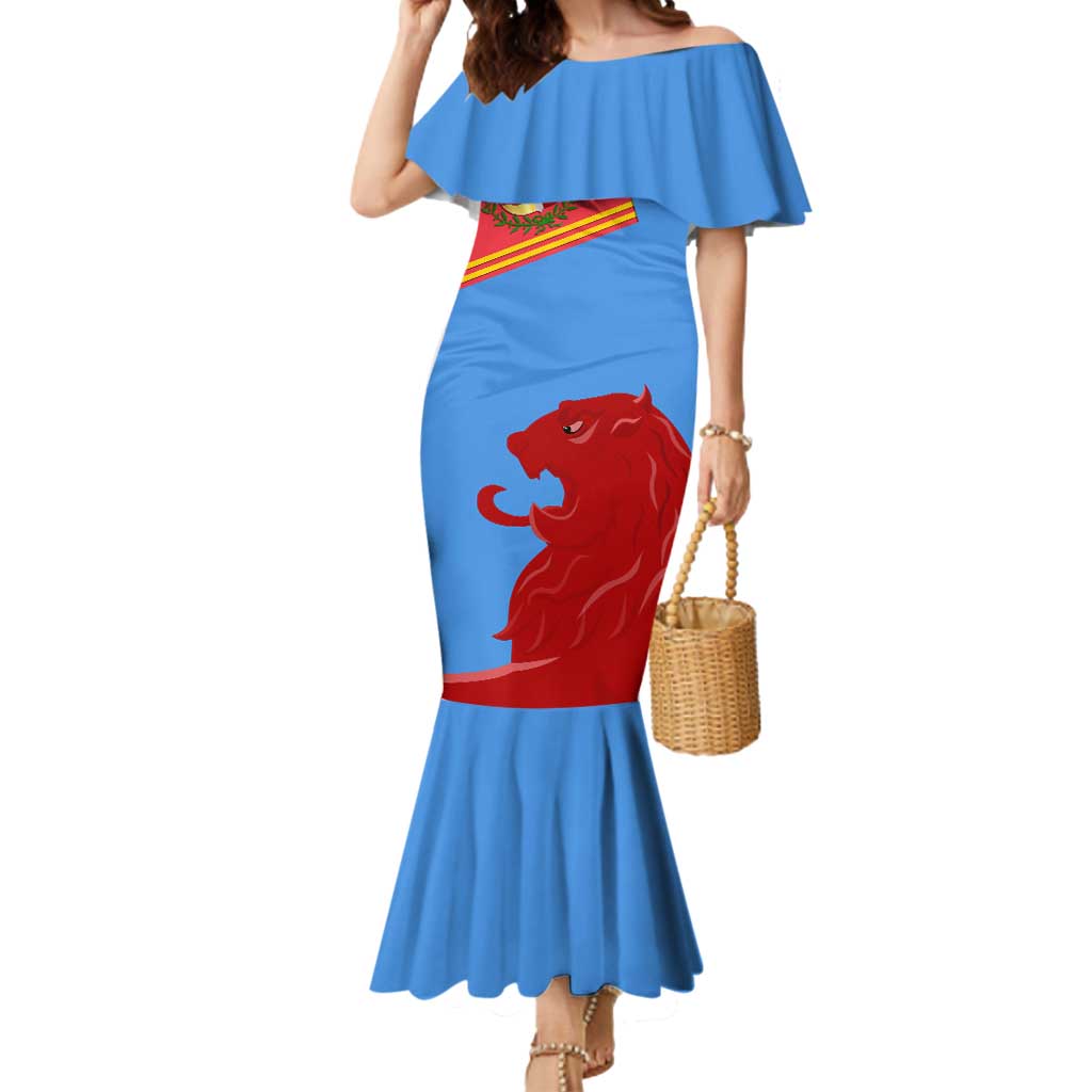 Aruba Flag Mermaid Dress Elements Merged with Country's Shape – Unique National Design