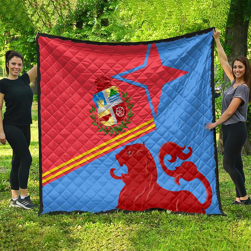 Aruba Flag Quilt Elements Merged with Country's Shape – Unique National Design