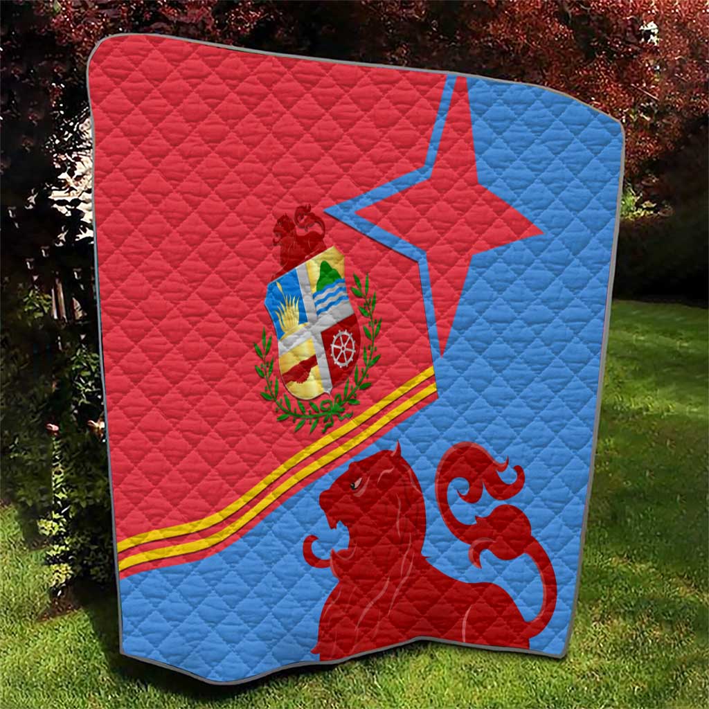 Aruba Flag Quilt Elements Merged with Country's Shape – Unique National Design