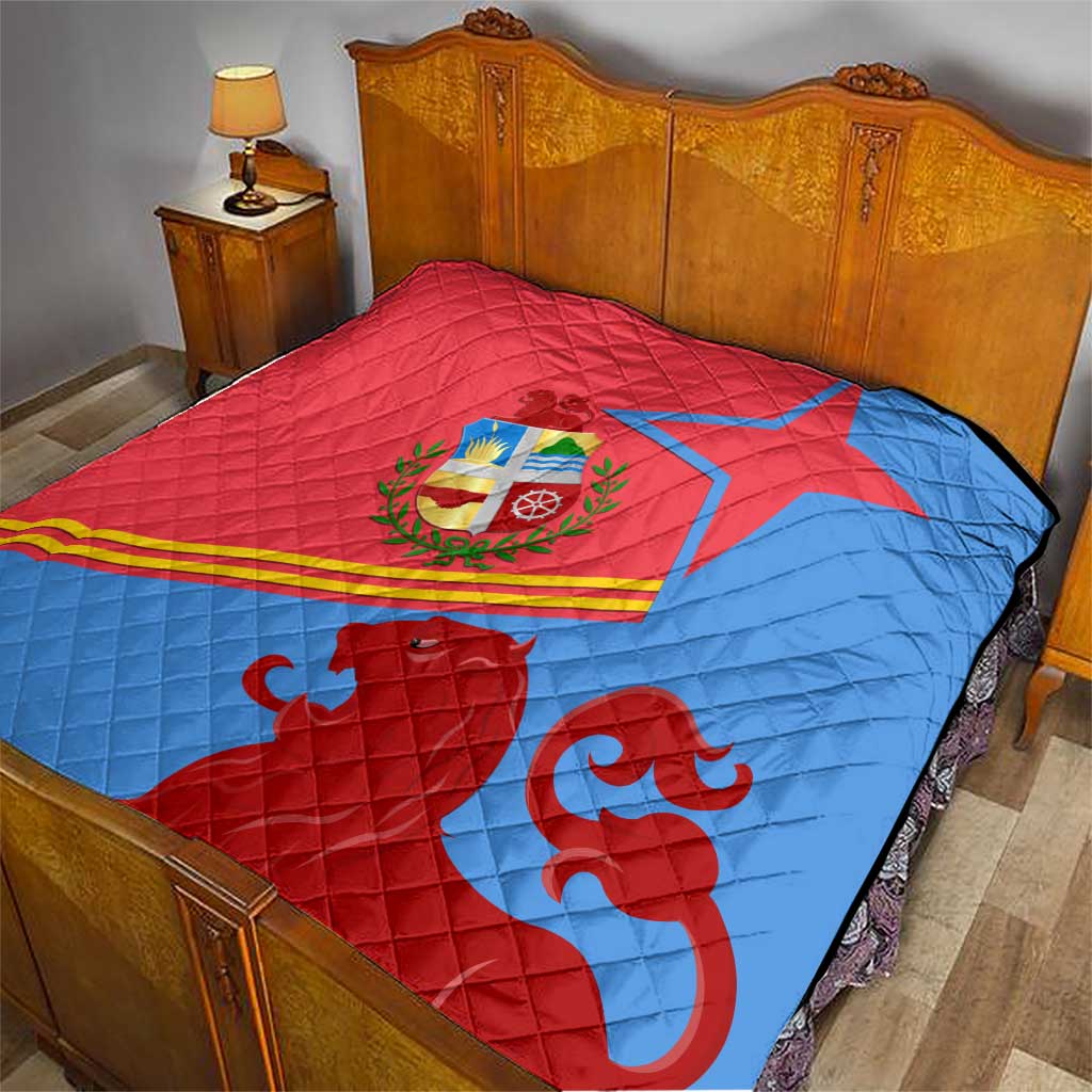 Aruba Flag Quilt Elements Merged with Country's Shape – Unique National Design