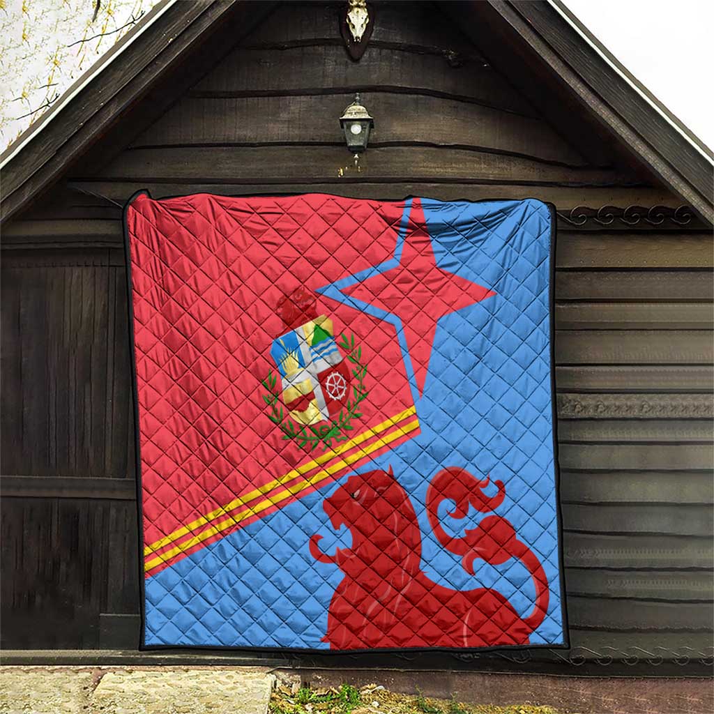 Aruba Flag Quilt Elements Merged with Country's Shape – Unique National Design