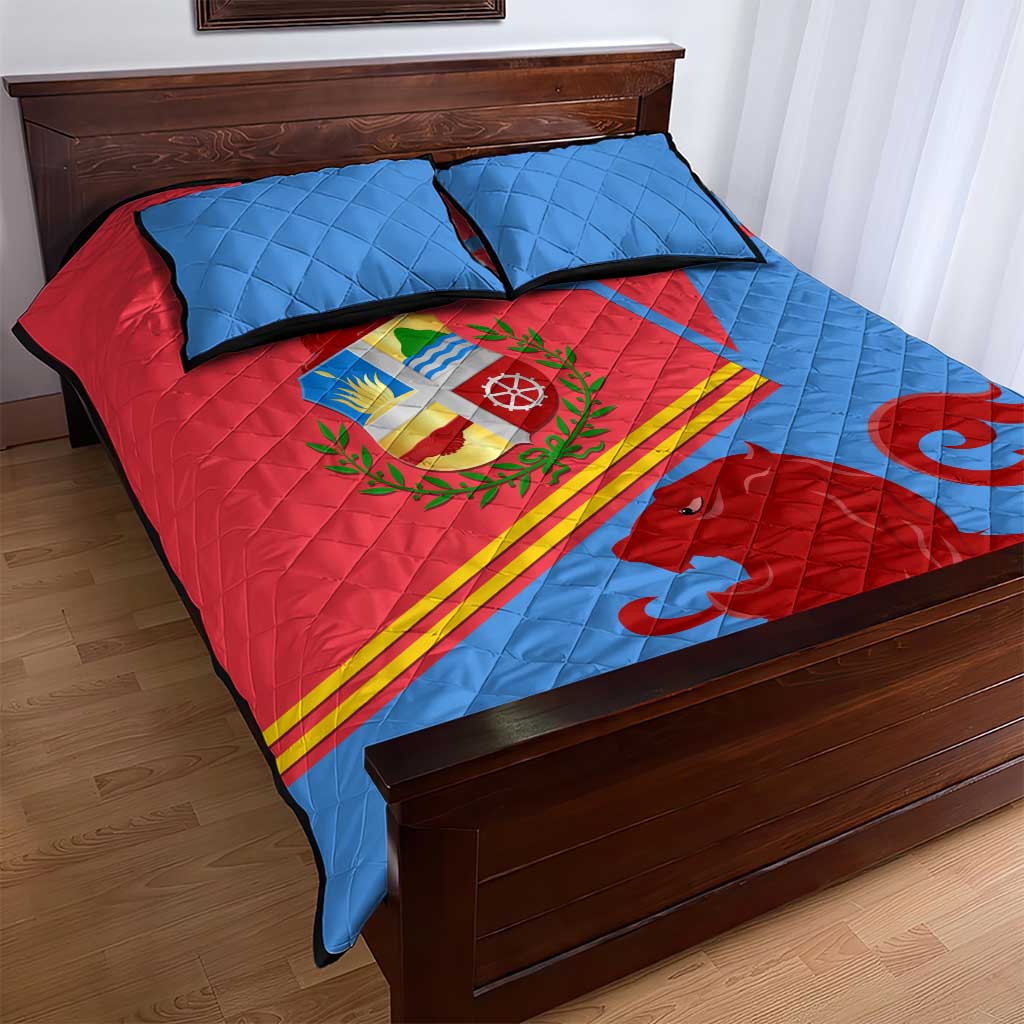 Aruba Flag Quilt Bed Set Elements Merged with Country's Shape – Unique National Design