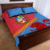 Aruba Flag Quilt Bed Set Elements Merged with Country's Shape – Unique National Design