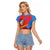 Aruba Flag Raglan Cropped T Shirt Elements Merged with Country's Shape – Unique National Design