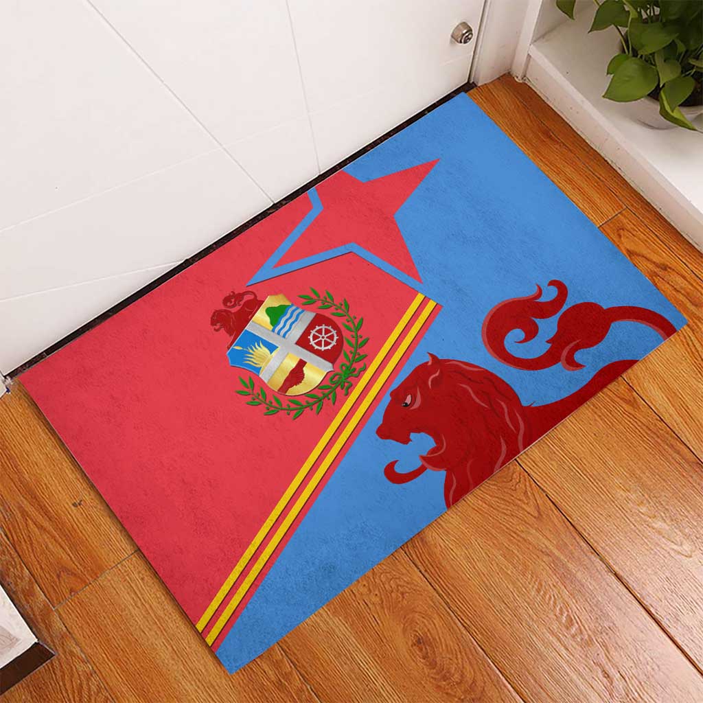 Aruba Flag Rubber Doormat Elements Merged with Country's Shape – Unique National Design
